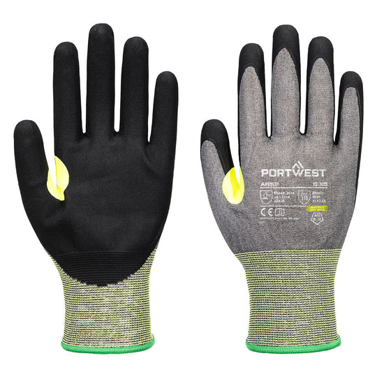 Portwest CS Cut E21 Nitrile Glove A5 - Gray/Black - 12 Pack - A652 X-Small / Grey - Overlook Boots