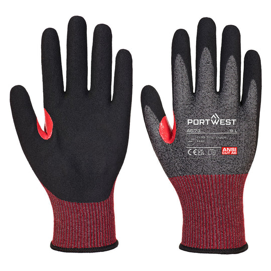 Portwest CS Cut F18 Nitrile Glove A6 - Black - 12 Pack - A673 X-Small / Black - Overlook Boots