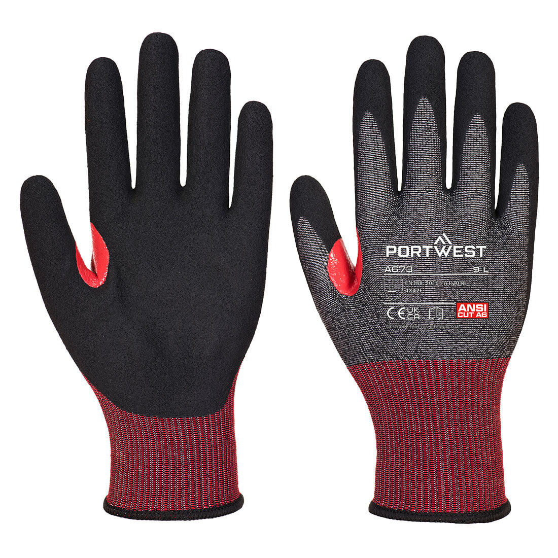 Portwest CS Cut F18 Nitrile Glove A6 - Black - 12 Pack - A673 X-Small / Black - Overlook Boots
