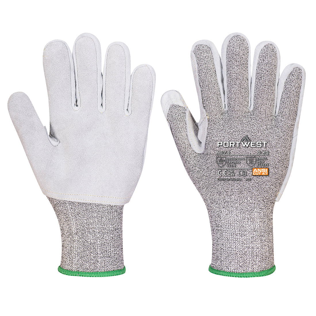 Portwest CS Cut F13 Leather Glove A7 - White - 12 Pack - A674 X-Small / White - Overlook Boots