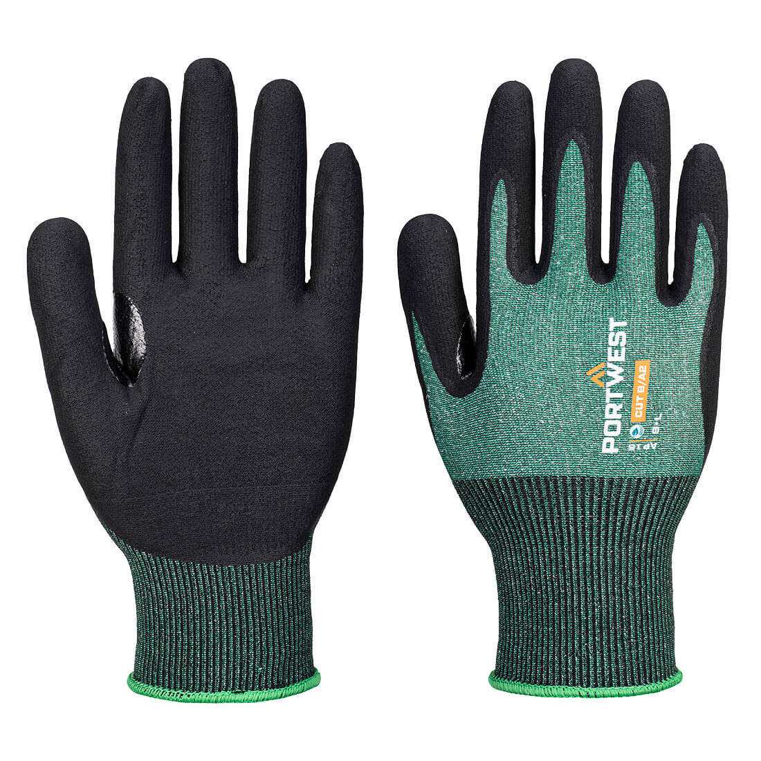 Portwest SG Cut B18 Nitrile Glove (Pk12) - Green/Black - AP15 Small / Green / Olive - Overlook Boots