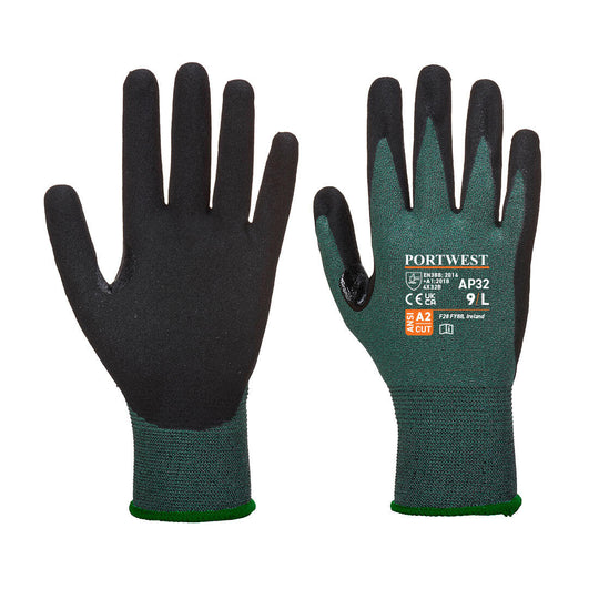 Portwest Cut B18 Dexti Pro Nitrile Glove A2 - Black/Gray - 12 Pack - AP32 Small / Green / Olive - Overlook Boots