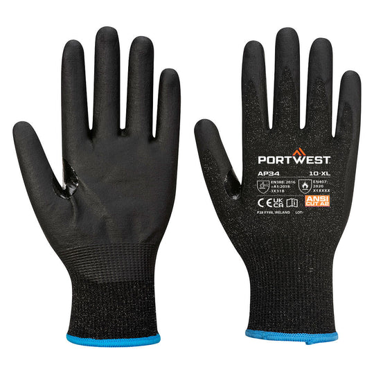 Portwest LR15 Nitrile Foam Touchscreen Glove A2 (Pk12) - Black - AP34 2X-Large / Black - Overlook Boots