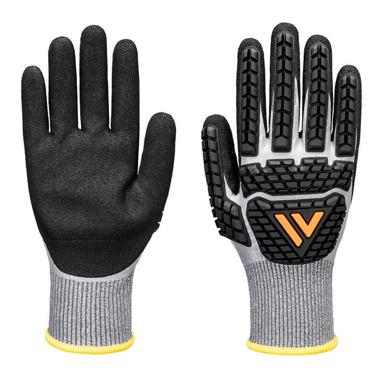 Portwest Impact F13 Nitrile Foam TPR Waterproof Glove A6 - Gray/Black - 12 Pack - AP54 X-Small / Black - Overlook Boots