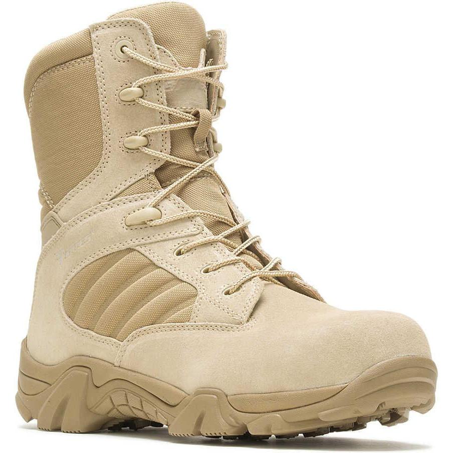 Bates Men's GX 8 Composite Toe Side Zip Desert Military Duty Boot - Tan - E02276 4 / Medium / Desert Tan - Overlook Boots