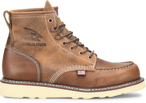 Carolina Men's Roughout Amp 6" Steel Toe USA Made Work Boot - Brown - CA7568 8 / Medium / Brown - Overlook Boots