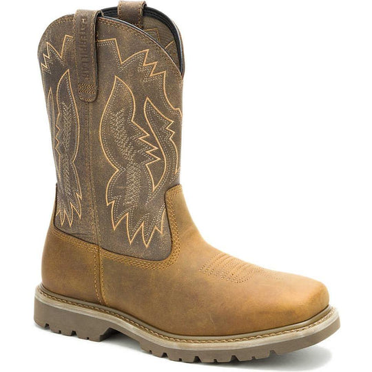 Cat Men's Colorado Frontier Soft Toe Slip Resistant Western Work Boot - Pyramid - P51094 6 / Medium / Brown - Overlook Boots