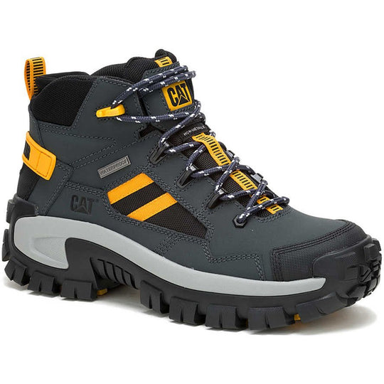 Cat Men's Invader Mid Vent Composite Toe Waterproof Slip Resistant Work Boot - Dark Shadows - P91757 7 / Medium / Black - Overlook Boots