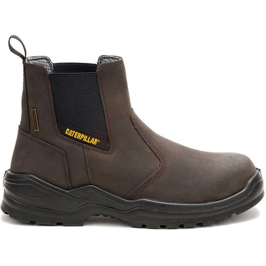 Cat Men's Striver Steel Toe Waterproof Slip Resistant Chelsea Work Boot - Brown - P91758 - Overlook Boots