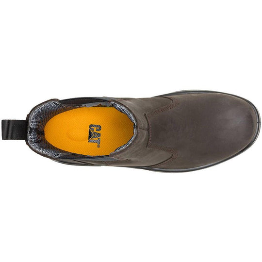 Cat Men's Striver Steel Toe Waterproof Slip Resistant Chelsea Work Boot - Brown - P91758 - Overlook Boots