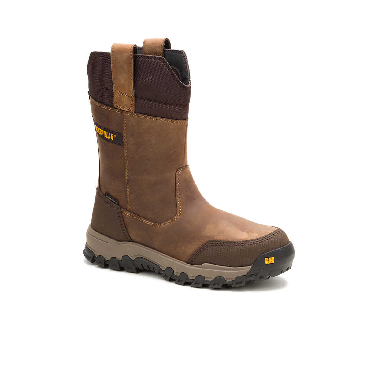 Cat Men's Threshold Rebound Steel Toe Waterproof Pull-On Work Boot - Bison - P91772 7 / Medium / Brown - Overlook Boots