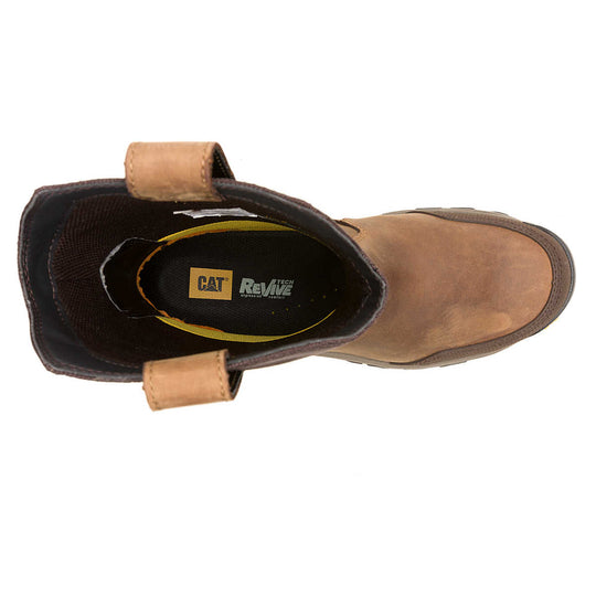 Cat Men's Threshold Rebound Steel Toe Waterproof Pull-On Work Boot - Bison - P91772 - Overlook Boots