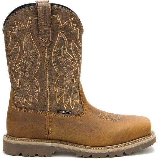 Cat Men's Colorado Frontier Steel Toe Slip Resistant Western Boot - Beaned - P91797 - Overlook Boots