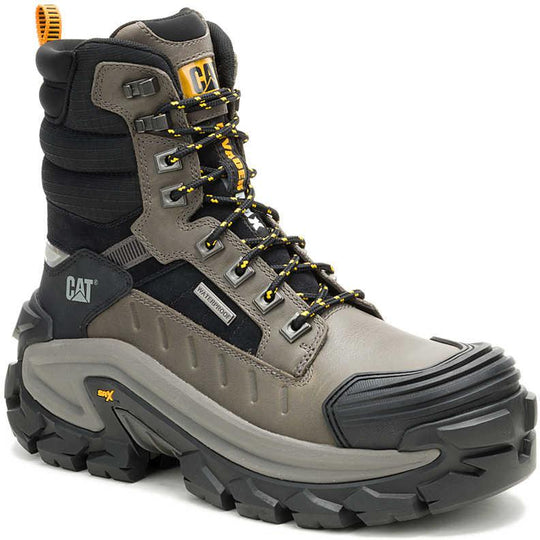 Cat Men's Invader Max 8" Comp Toe Waterproof Thinsulate Work Boot - Gargoyle - P91822 7 / Medium / Gargoyle - Overlook Boots