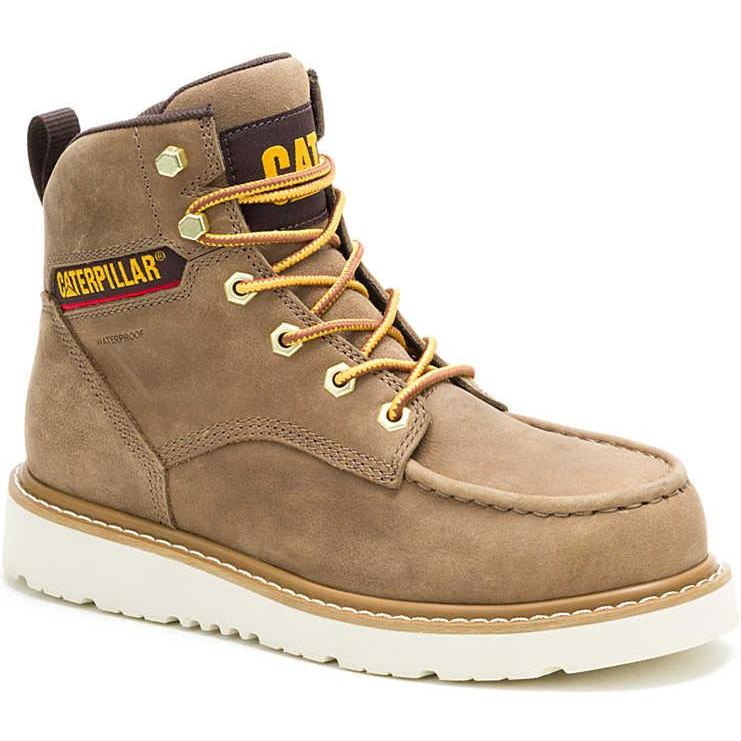 Cat Women's Reclaimer Steel Toe Waterproof Wedge Work Boot - Sand - P91838 5 / Medium / Sand - Overlook Boots
