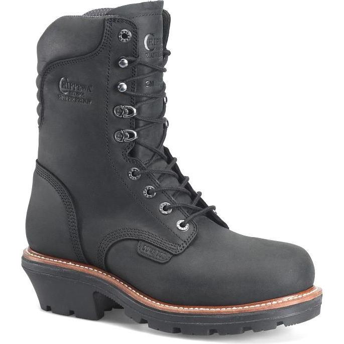 Chippewa Men's Thunderstruck 9" Composite Toe Waterproof 400G Insulated Logger Work Boot - Black - TH1021 8 / Medium / Black - Overlook Boots