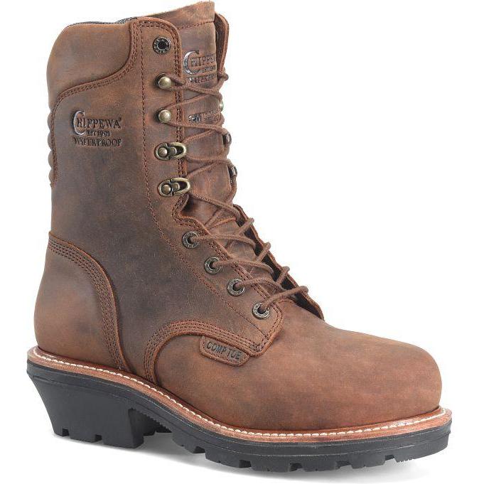 Chippewa Men's Thunderstruck 9" Comp Toe Waterproof 400G Logger Work Boot TH1024 8 / Medium / Brown - Overlook Boots