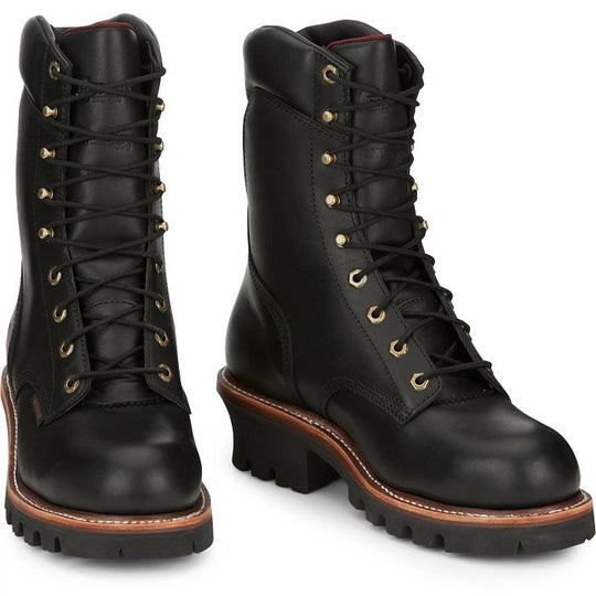 Chippewa Men's Super DNA 9" Steel Toe Waterproof 400G Ins Logger Work Boot - Black - 59410 - Overlook Boots