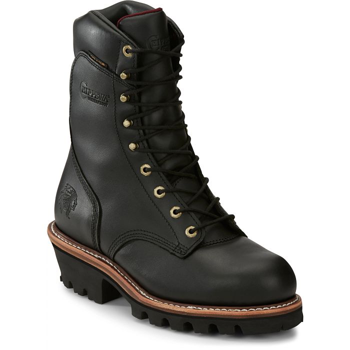 Chippewa Men's Super DNA 9" Steel Toe Waterproof 400G Ins Logger Work Boot - Black - 59410 8 / Wide / Black - Overlook Boots