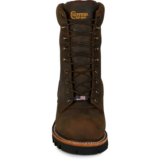 Chippewa Men's Super Logger 9" WP Insulated Soft Toe Logger Boot - Brown - SL5408 - Overlook Boots