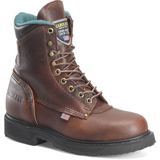 Carolina Men's Sarge Hi USA Made 8" Plain Toe Work Boot Amber Gold 809 6 / Medium / Light Brown - Overlook Boots