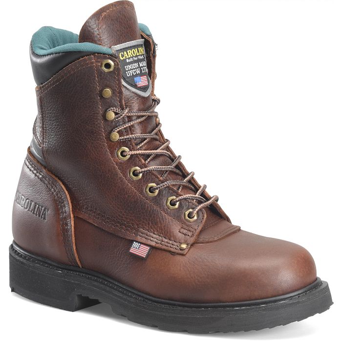 Carolina Men's Sarge Hi USA Made 8" Plain Toe Work Boot Amber Gold 809 6 / Medium / Light Brown - Overlook Boots