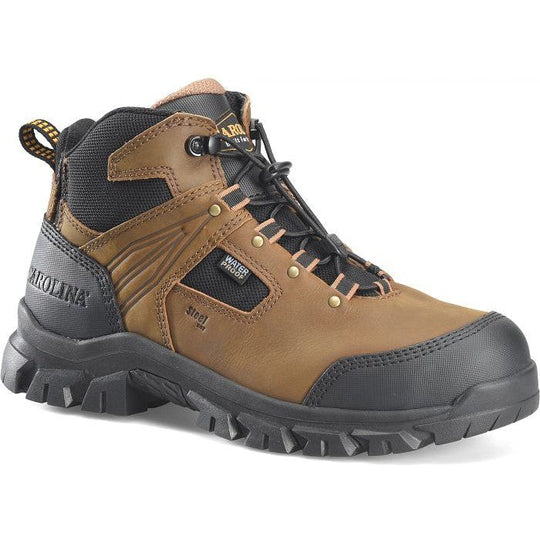 Carolina Men's Gruntz 5" EZ ON Steel Toe Waterproof Hiker Work Boot -Brown- CA3596 8 / Medium / Dark Brown - Overlook Boots
