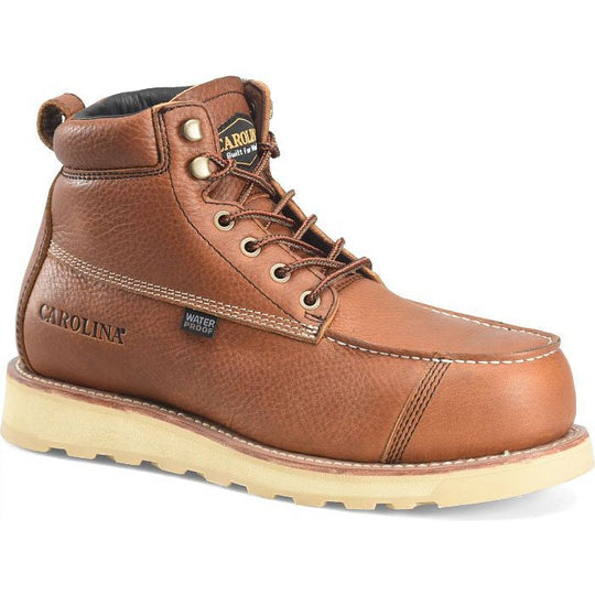 Carolina Men's Staple Gun 6" Soft Toe Waterproof Wedge Work Boot -Tan- CA7070 - Overlook Boots