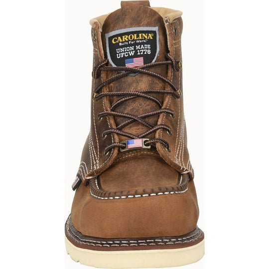 Carolina Men's AMP USA Made 6" Moc Toe Wedge Work Boot Brown - CA7011 - Overlook Boots