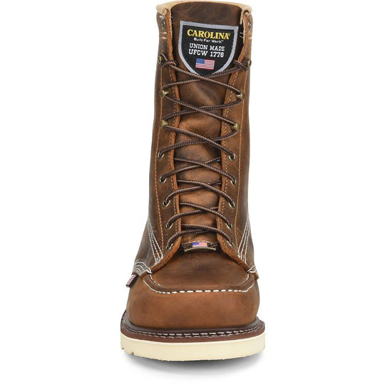 Carolina Men's Domestic 8" Soft Toe Moc Toe Wedge Work Boot - Brown - CA8012 - Overlook Boots
