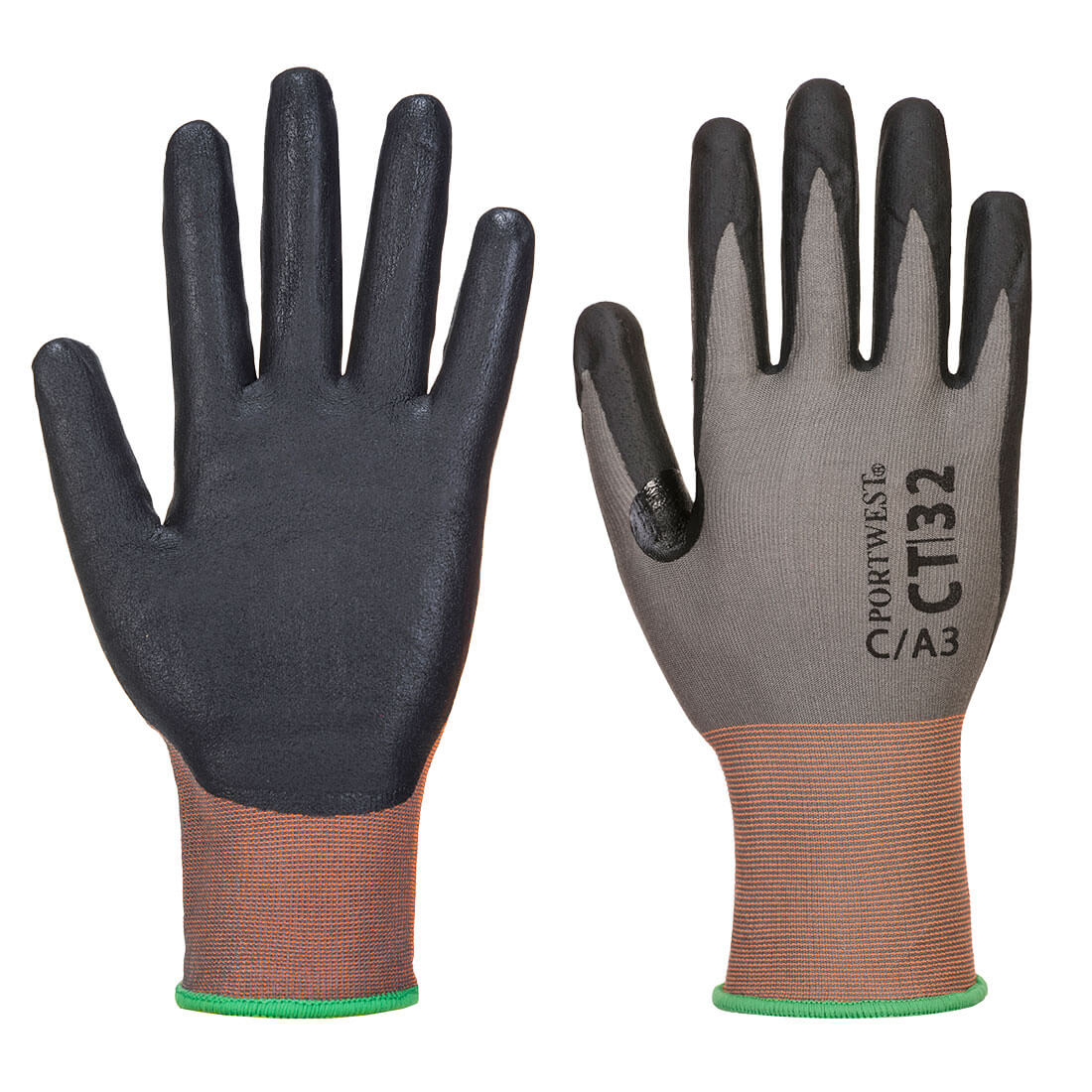 Portwest CT Cut C18 Nitrile Glove A3 - Gray/Black - 12 Pack - CT32 X-Small / Grey - Overlook Boots