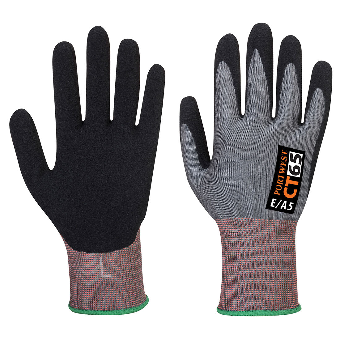 Portwest CT Cut E15 Nitrile Glove A5 - Gray/Black - 12 Pack - CT65 X-Small / Grey - Overlook Boots