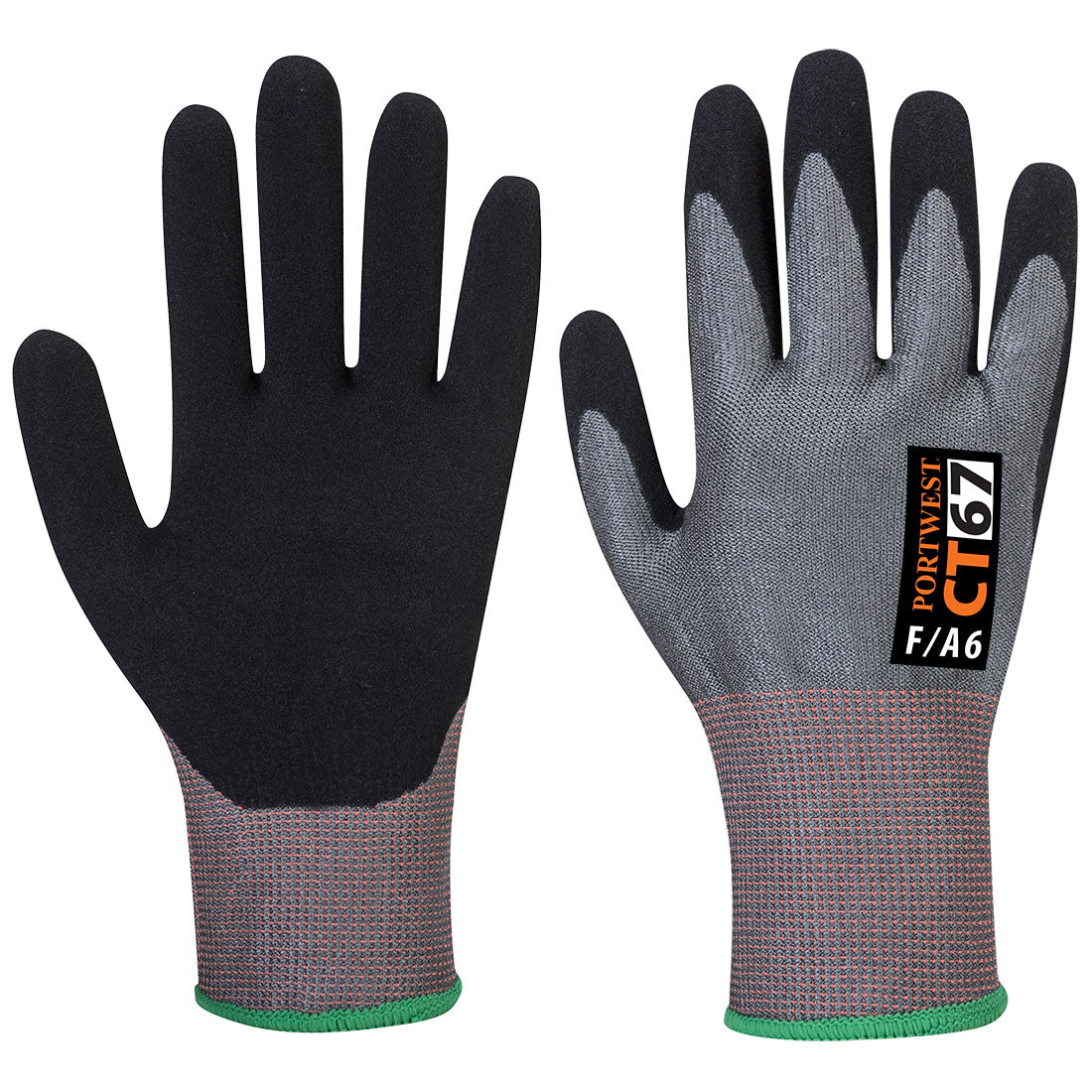 Portwest CT Cut F13 Nitrile Glove A6 - Gray/Black - 12 Pack - CT67 X-Small / Grey - Overlook Boots