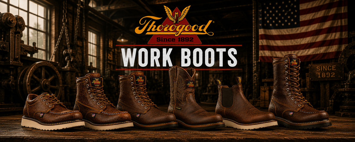Thorogood leather work boots.