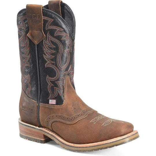 Double H Men's Crockett 11" Square Toe Western Work Boot- Brown- DH4673 7.5 / Medium / Brown - Overlook Boots