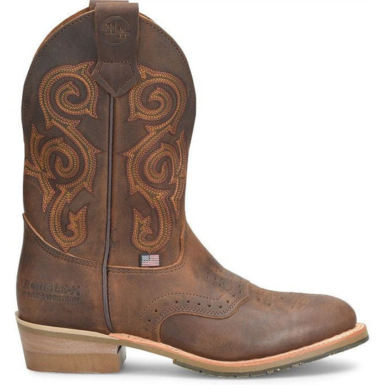 Double H Men's Rockdale 11" U Toe Roper Western Work Boot- Brown - DH4663  - Overlook Boots