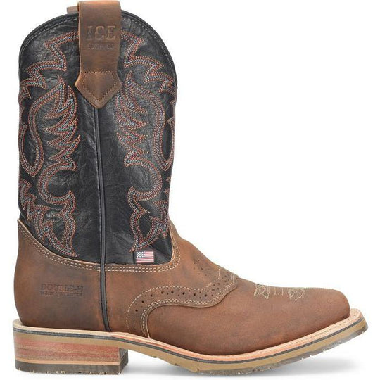 Double H Men's Crockett 11" Square Toe Western Work Boot- Brown- DH4673 - Overlook Boots