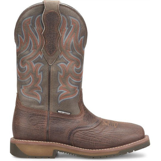 Double H Men's Ironhide 12" Square Toe Waterproof Western Boot -Brown- DH6142 - Overlook Boots