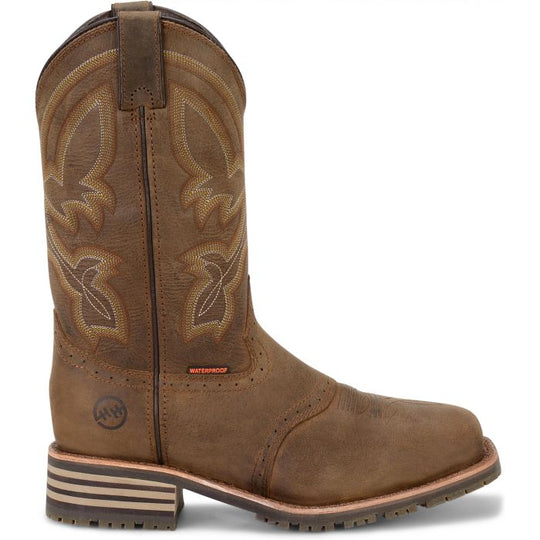 Double H Men's Jeyden 11" Square Toe Waterproof Western Work Boot- Brown - DH4124 - Overlook Boots