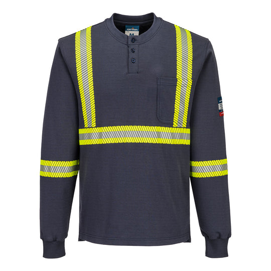 Portwest Bizflame Knit 2" X Back FR Henley - Navy - FR748 Small / Blue / Navy - Overlook Boots