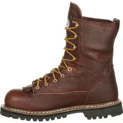 Georgia Men's Logger 8" Steel Toe Waterproof Lace-To-Toe Work Boot- Chocolate- G103 - Overlook Boots