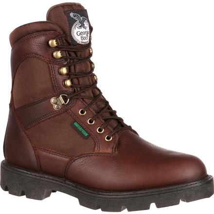 Georgia Men's Homeland 8" Steel Toe Waterproof Work Boot - Brown - G107 8 / Medium / Brown - Overlook Boots