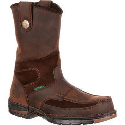 Georgia Men's Athens 10" Soft Toe Waterproof Wellington Work Boot -Brown- G4403 8 / Medium / Brown - Overlook Boots