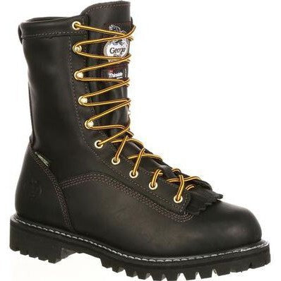 Georgia Men's Lace To Toe GORE-TEX 8" Soft Toe Waterproof 200G Ins Work Boot- Black- G8040 5 / Medium / Black - Overlook Boots