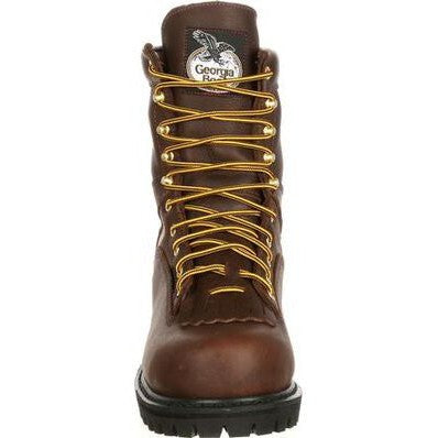 Georgia Men's Lace To Toe 8" Steel Toe Waterproof Work Boot- Chocolate- G8341 - Overlook Boots