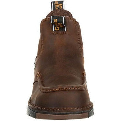 Georgia Men's Athens 5" Moc Toe Waterproof Chelsea Work Boot -Brown- GB00156 - Overlook Boots