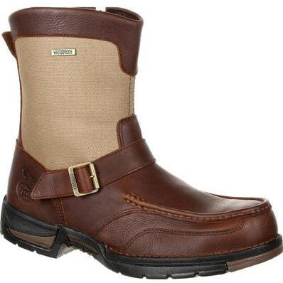 Georgia Men's Athens 8" Soft Toe Waterproof Side Zipper Work Boot- Brown- GB00245 8 / Medium / Brown - Overlook Boots