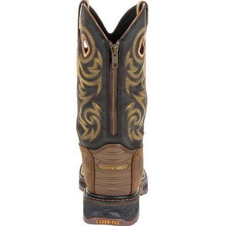 Georgia Men's Carbo-Tec Lightweight 11" Pull-On Waterproof Western Work Boot -Brown GB00266 - Overlook Boots