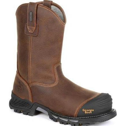 Georgia Men's Rumbler 10" Composite Toe Waterproof Pull-On Work Boot-Brown- GB00286 8 / Medium / Brown - Overlook Boots