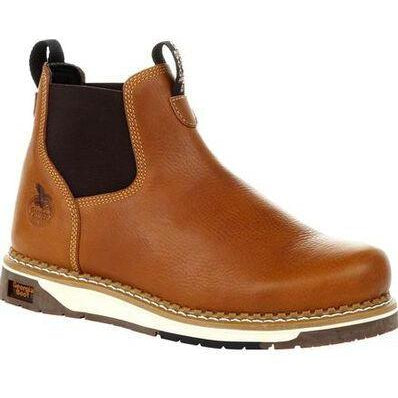 Georgia Men's Amped Lightweight Wedge Soft Toe Chelsea Work Boot - Brown - GB00346 7 / Medium / Brown - Overlook Boots
